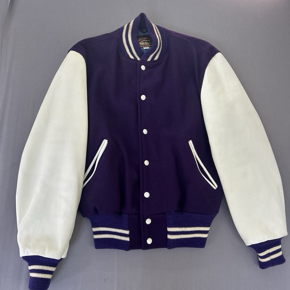 1960s Golden Thread Brill Bros Milwaukee Wool Leather Varsity Letterman Jacket